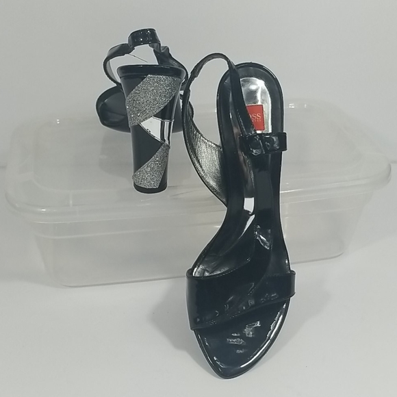 Hugo Boss Black & Glitter Sling Back Heels - Picture 4 of 11